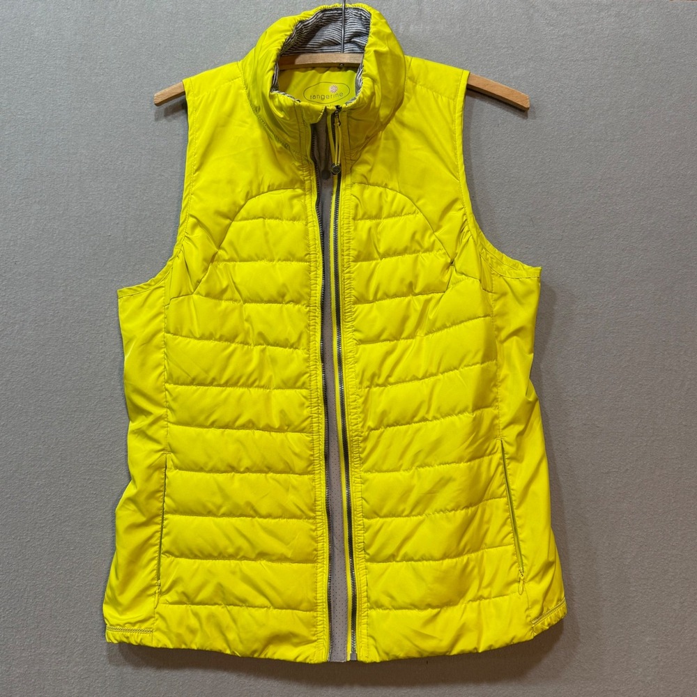 Tangerine Puffer Lightweight Zip Up Reflective‎ Trim Yellow Running Vest Women M